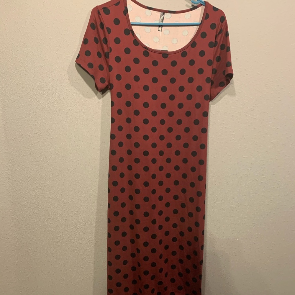 Piphany red polka dot long dress